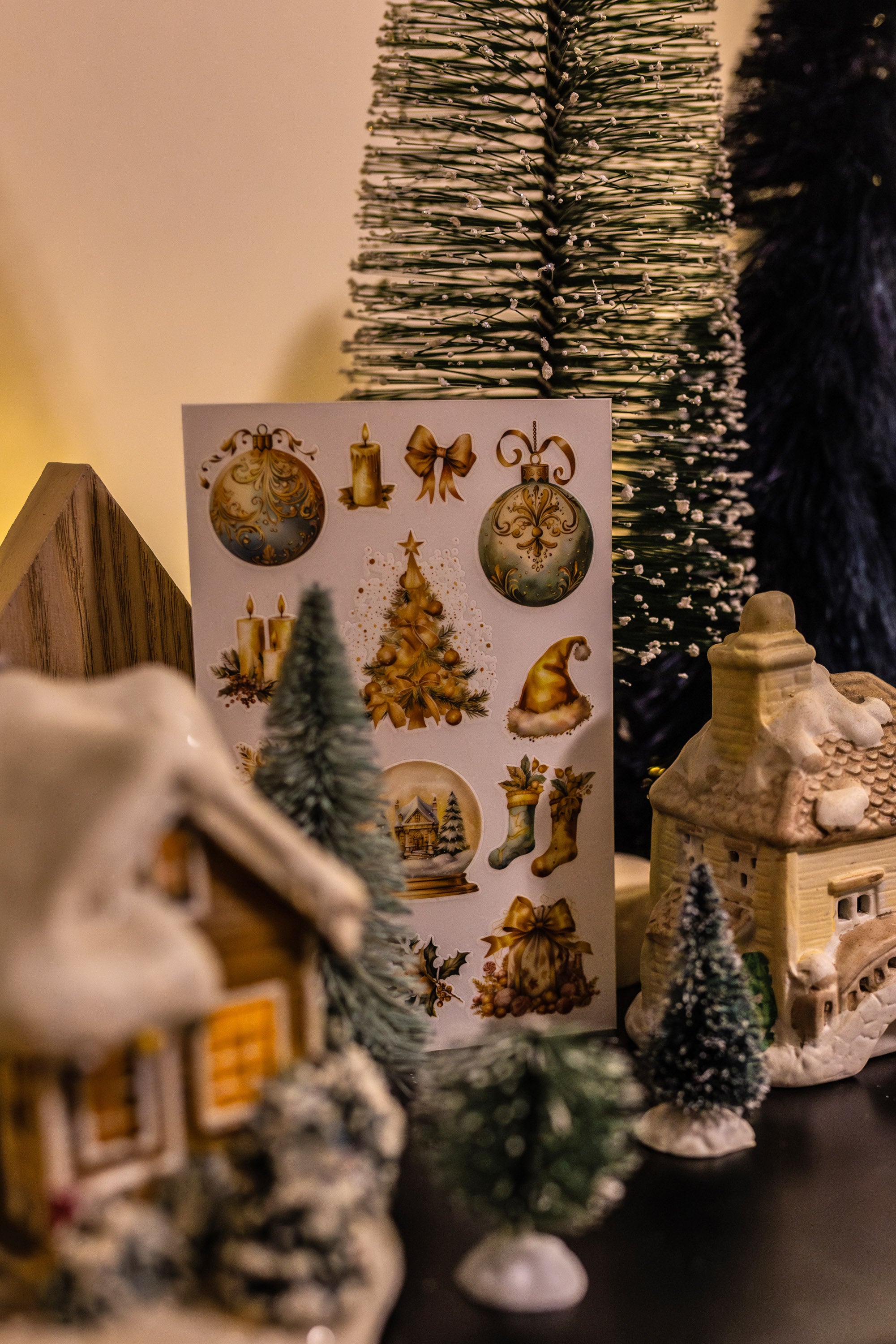 Golden Christmas Transfer Stickers (Set of 2)