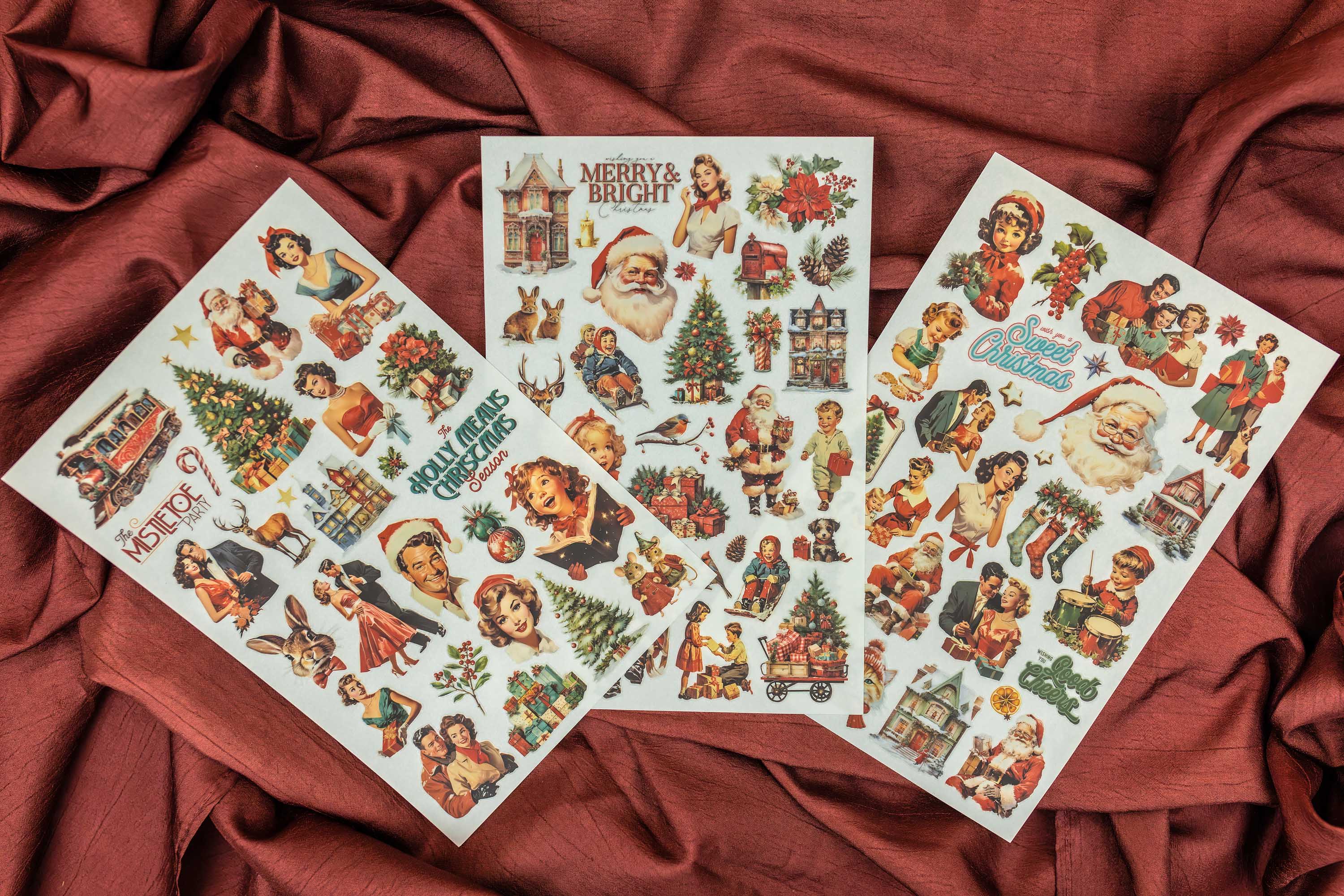 50s Christmas Transfer Stickers (Set of 3)