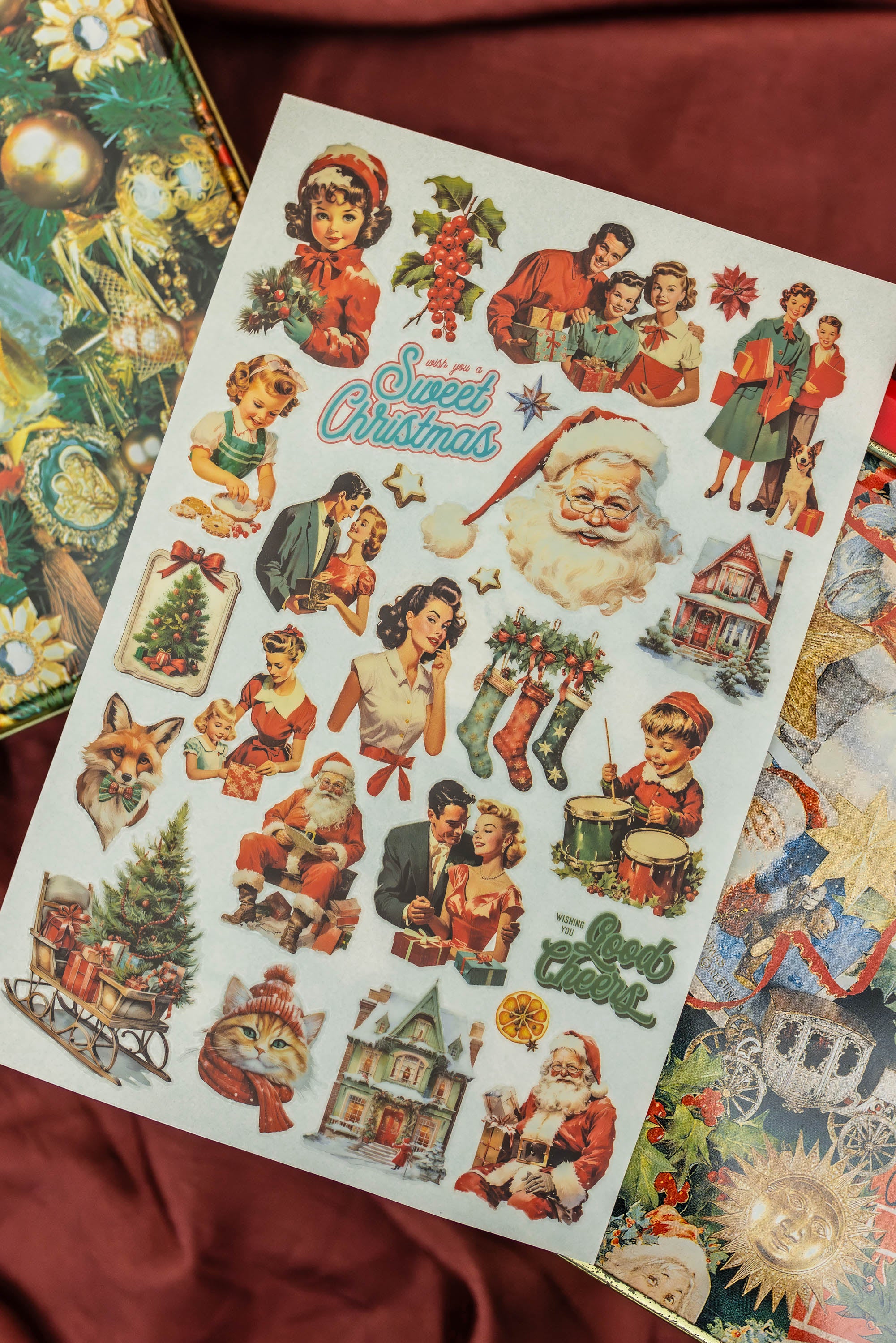 50s Christmas Transfer Stickers (Set of 3)