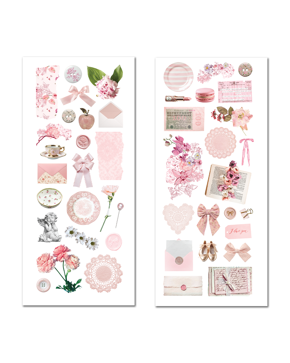 Pink Romantic - Vintage Ephemera Sticker Sheet Set