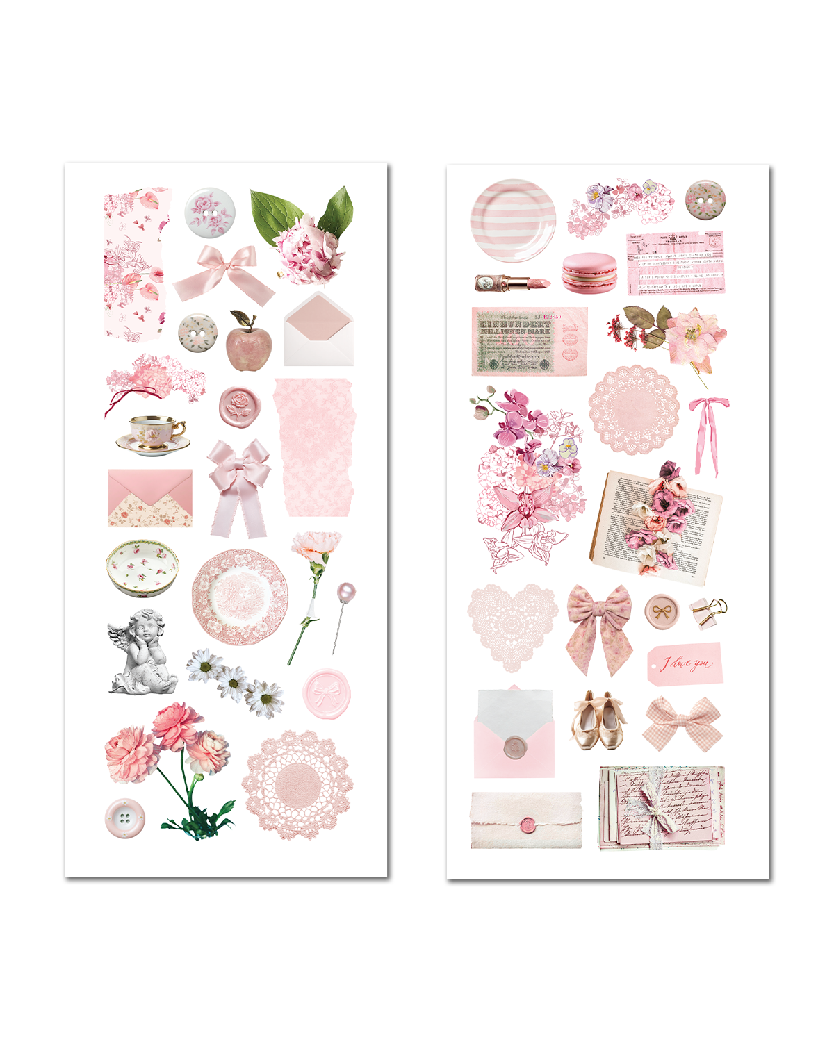 Pink Romantic - Vintage Ephemera Sticker Sheet Set