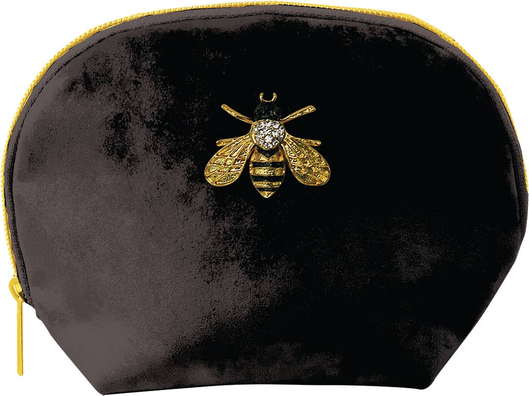 Velvet Brooch Clamshell Bag -Black Butterfly