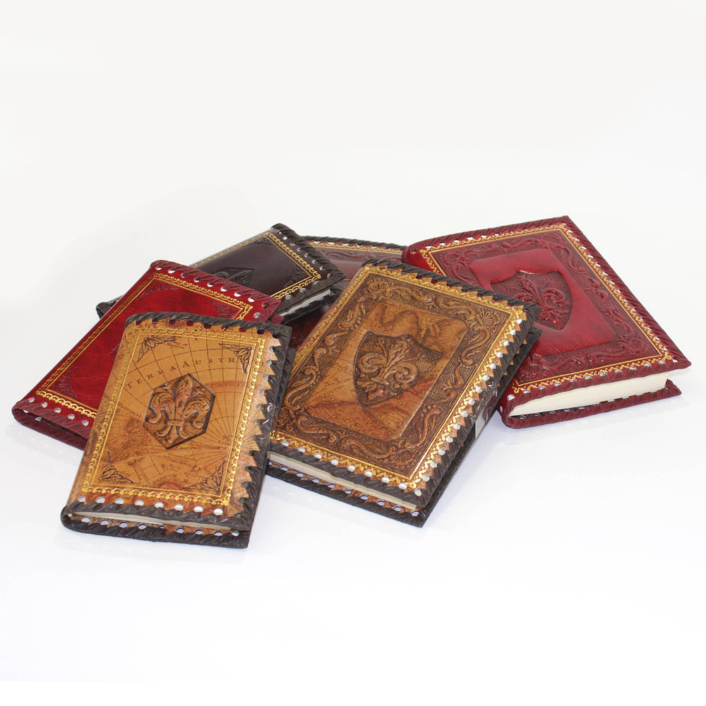 Stamped Leather Notebooks, Refillable Lined Pages, Italian