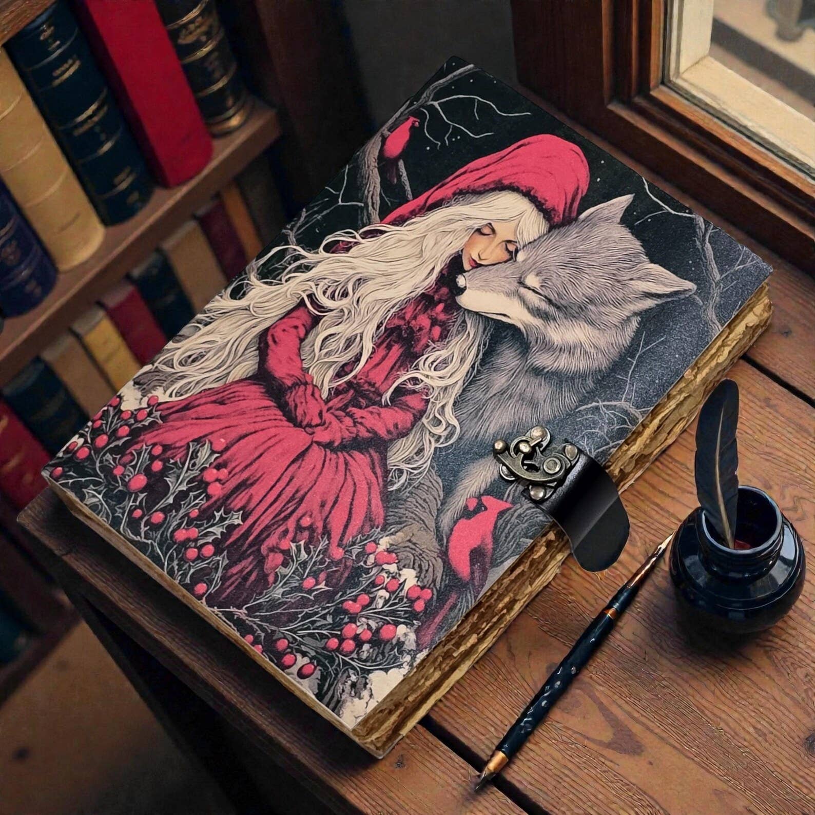 Little Red Riding Hood Leather Journal Handmade Vintage Grimoire