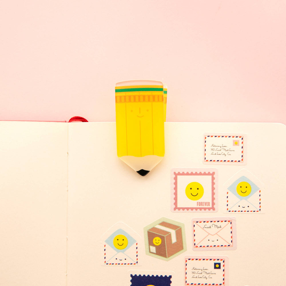 Happy Pencil! Decorative Double-Sided Clear Acrylic Clip
