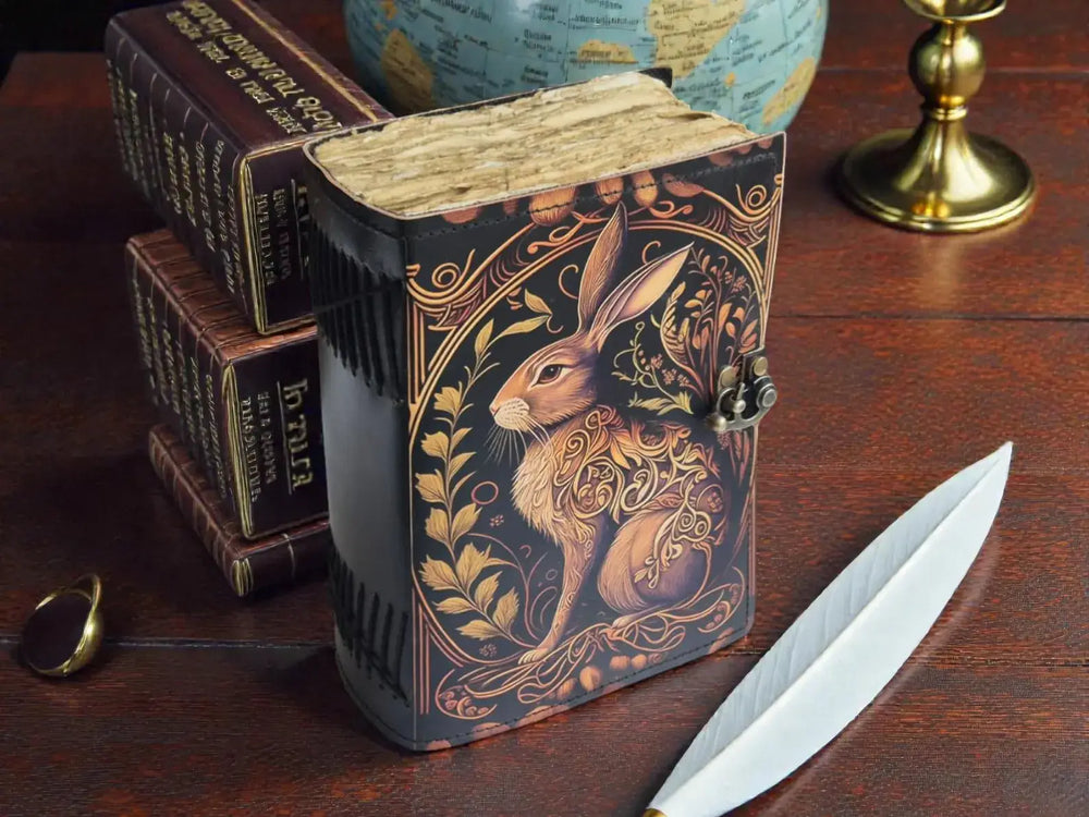 Hare Rabbit Leather Journal Handmade Vintage Grimoire