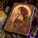 Vintage Goddess Leather Journal with Lock, Floral Witch Book