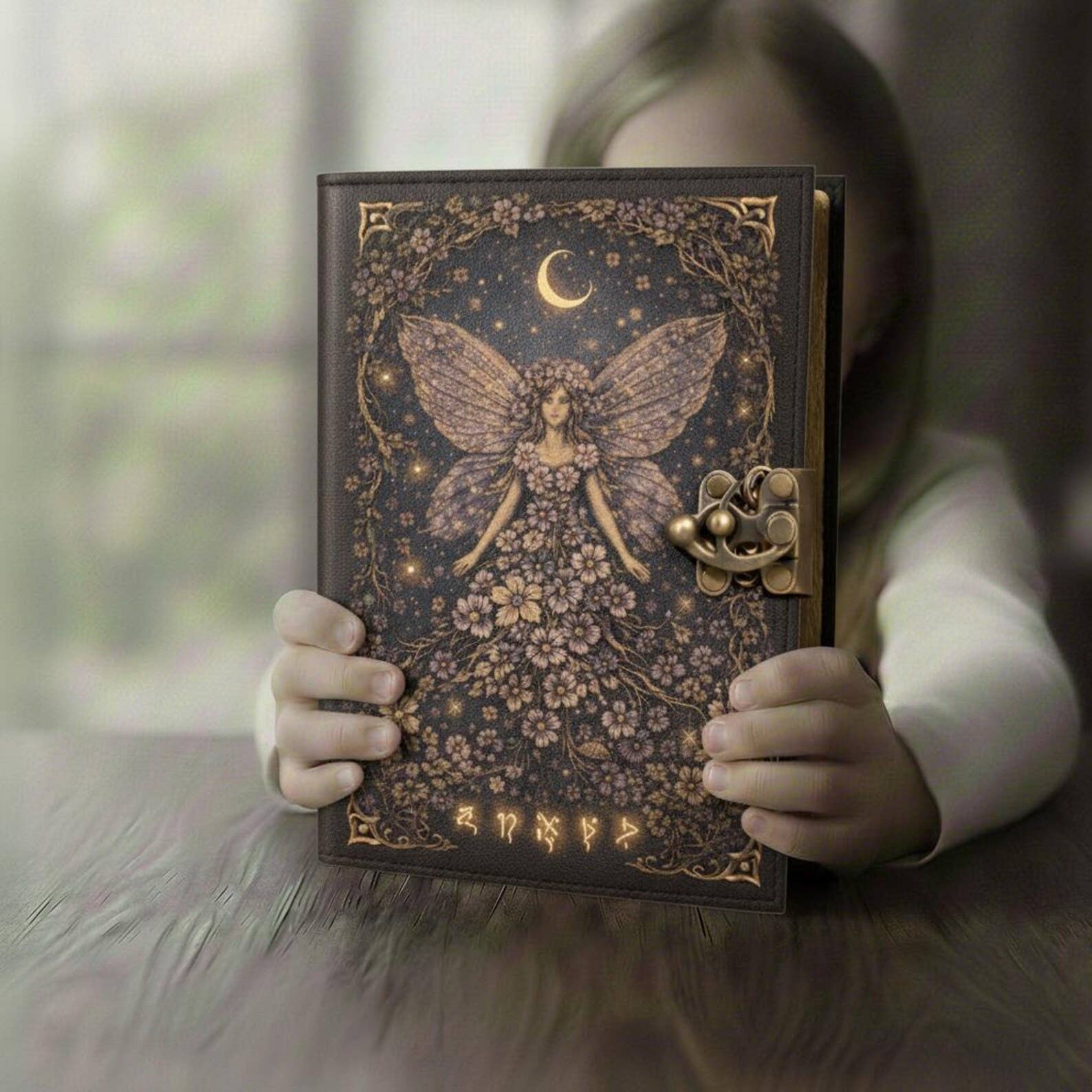 Fairy Moon Vintage Handmade Leather Journal Grimoire