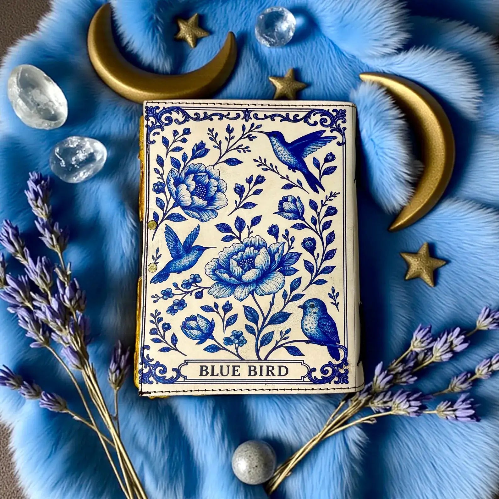Leather Grimoire Journal Blue Bird