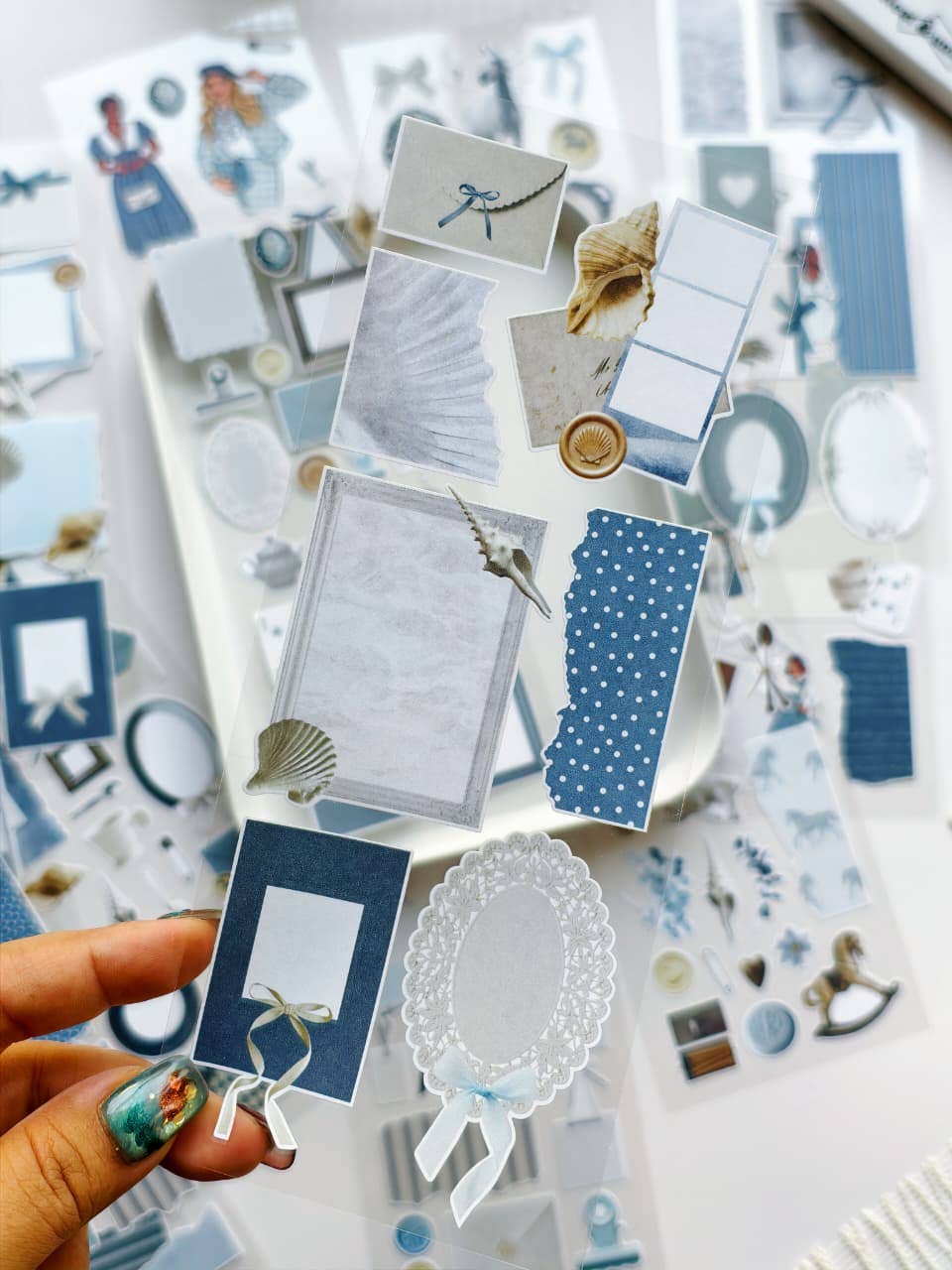 Maison Bleu - Vintage Blue Ephemera Sticker Sheet Set
