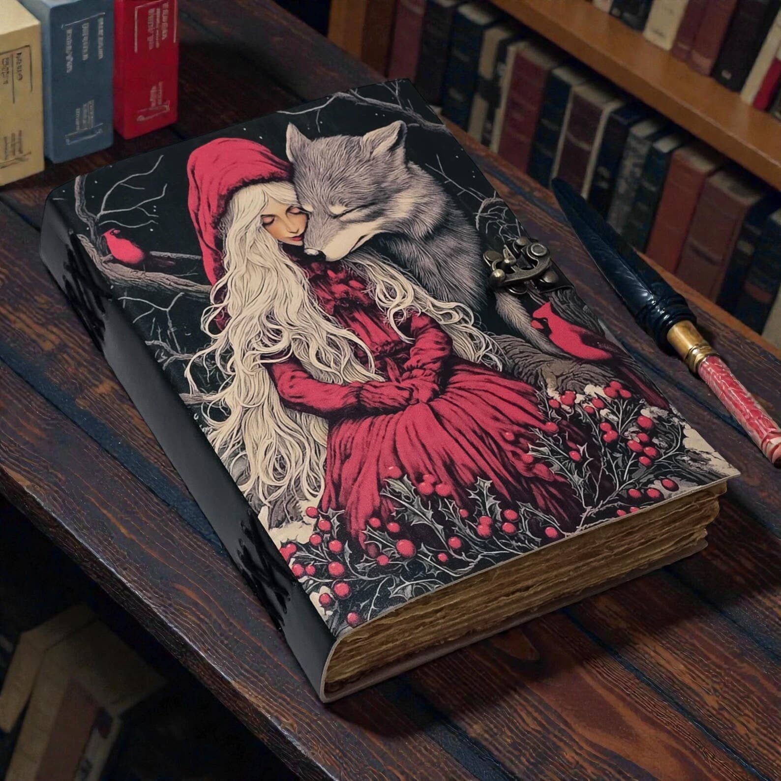 Little Red Riding Hood Leather Journal Handmade Vintage Grimoire