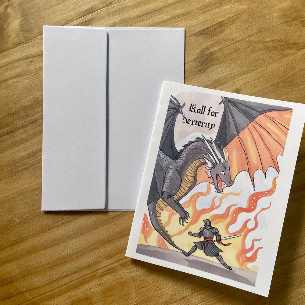Medieval Knight And Dragon Encouragement Card roll for dexterity