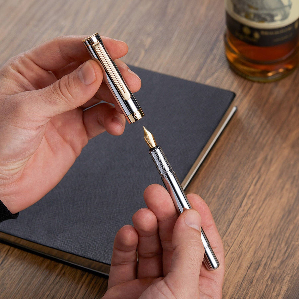 Luxury EDC Silver Gold Fountain Pen - Medium Nib