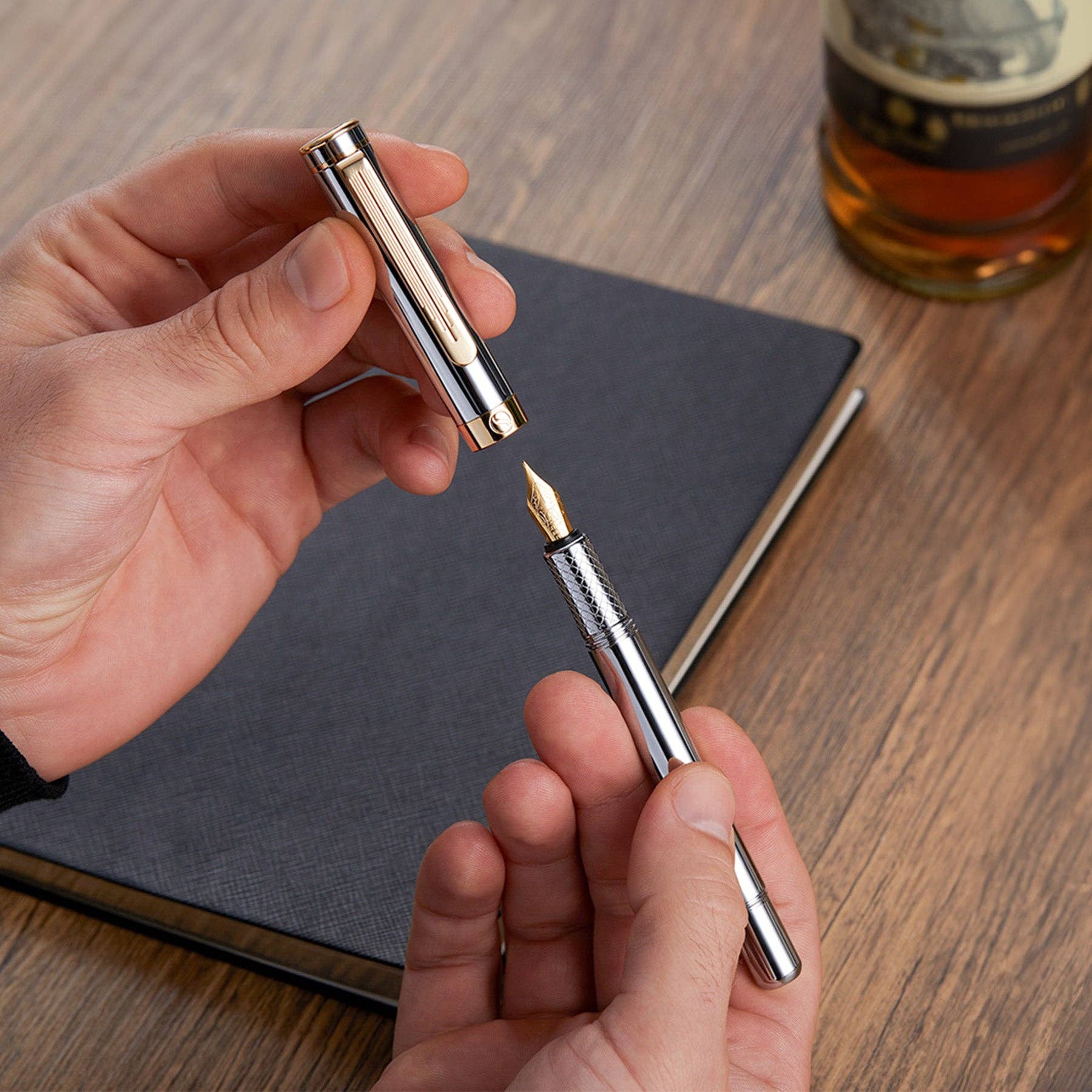 Luxury EDC Silver Gold Fountain Pen - Medium Nib