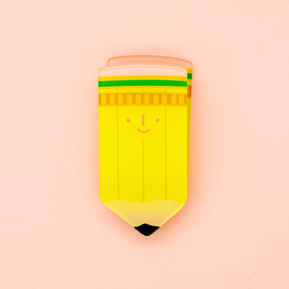 Happy Pencil! Decorative Double-Sided Clear Acrylic Clip