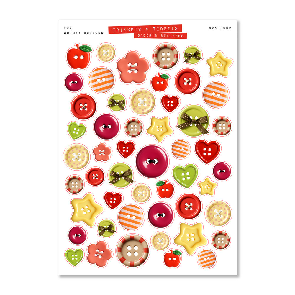 Whimsy Buttons • Trinkets & Tidbits Sticker Sheet