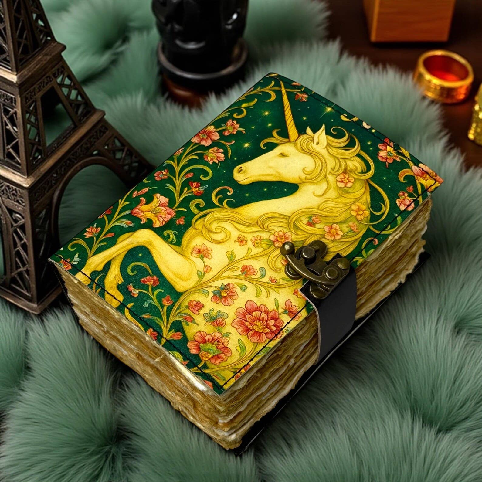 Unicorn Leather Journal Handmade Grimoire