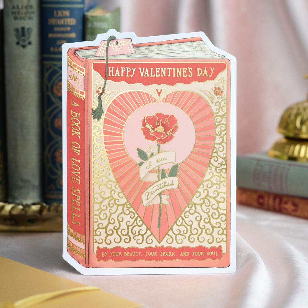 Bewitched Valentine Book Cover Diecut Card