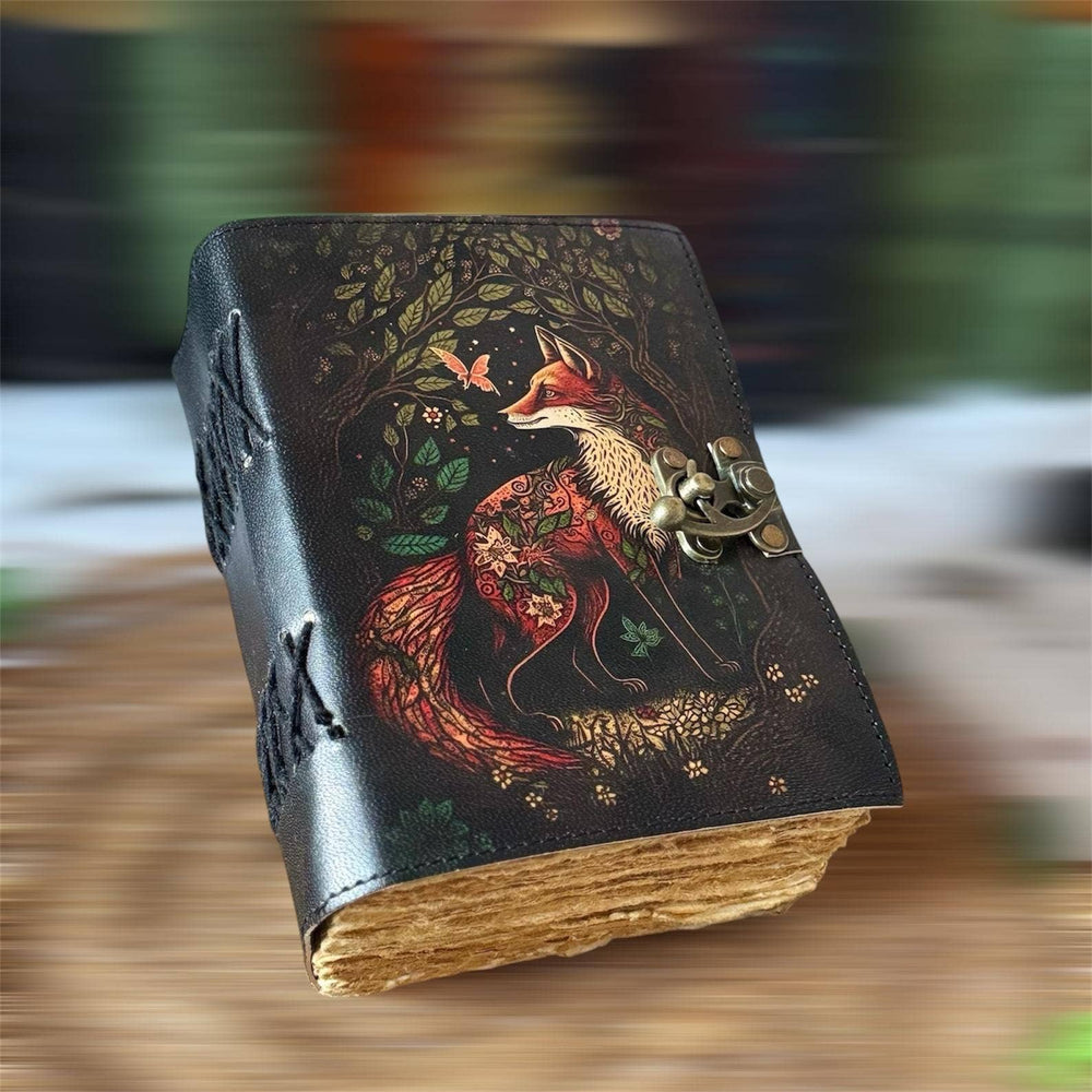 Fox Vintage Handmade leather Journal, Grimoire Fox journal
