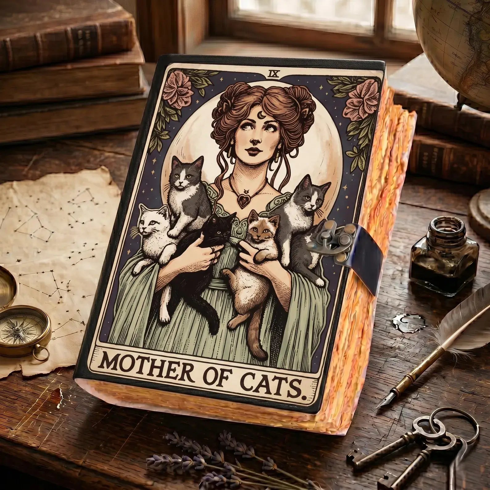 The Mother of Cats Vintage Journal Celestial Gothic Grimoire