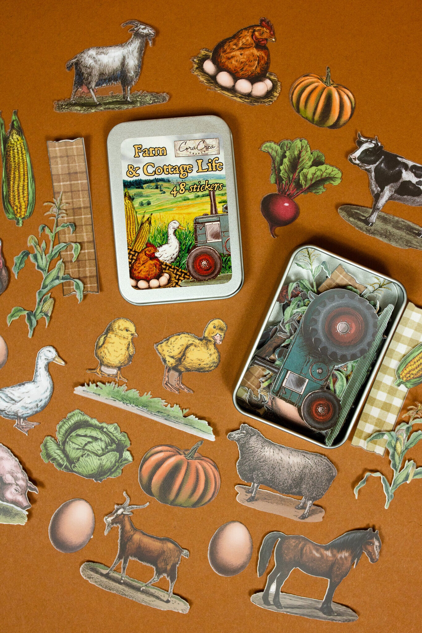 Farm & Cottage Life Sticker Tin