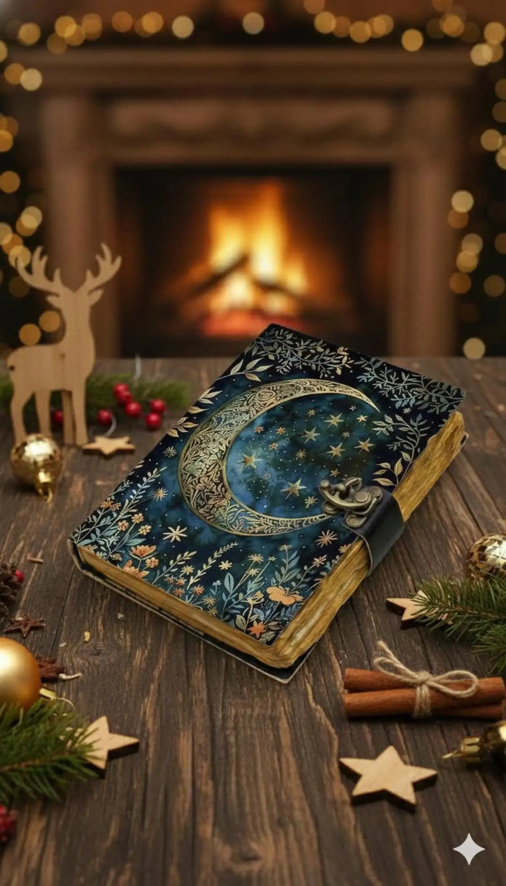 Moon Phase Leather Journal Handmade Vintage Grimoire