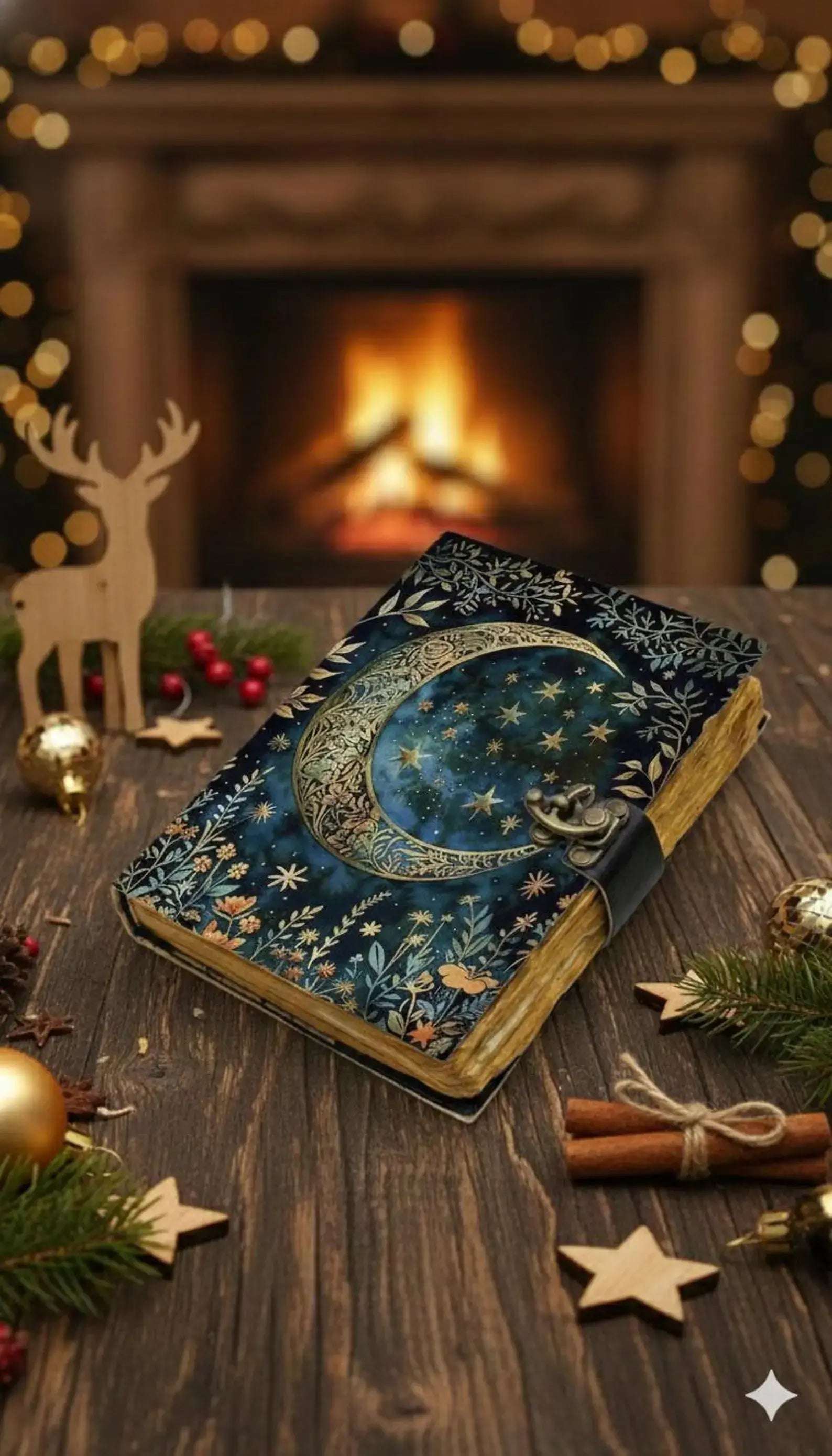 Moon Phase Leather Journal Handmade Vintage Grimoire
