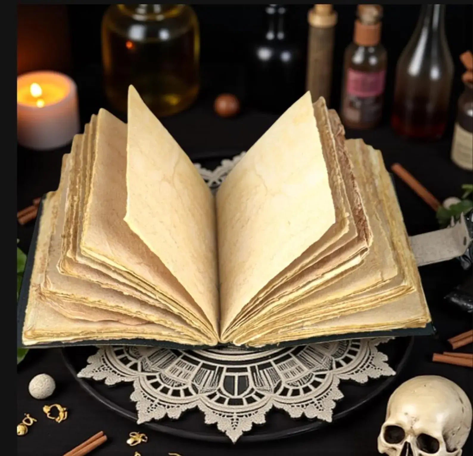 Fairy Moon Vintage Handmade Leather Journal Grimoire