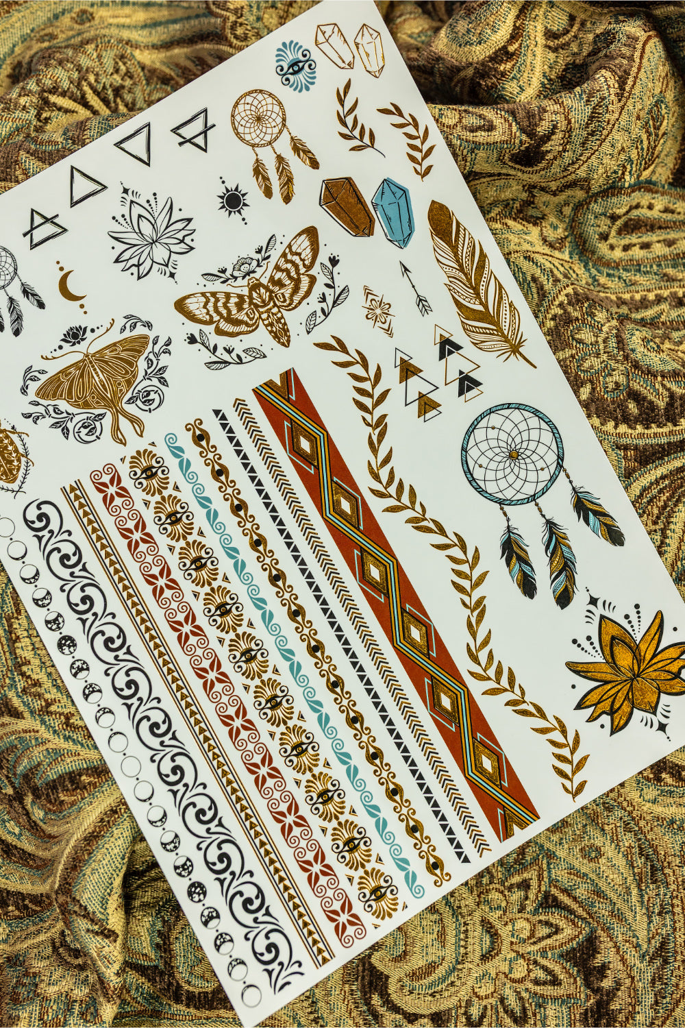 Gold Art Tattoo Transfer Sheet