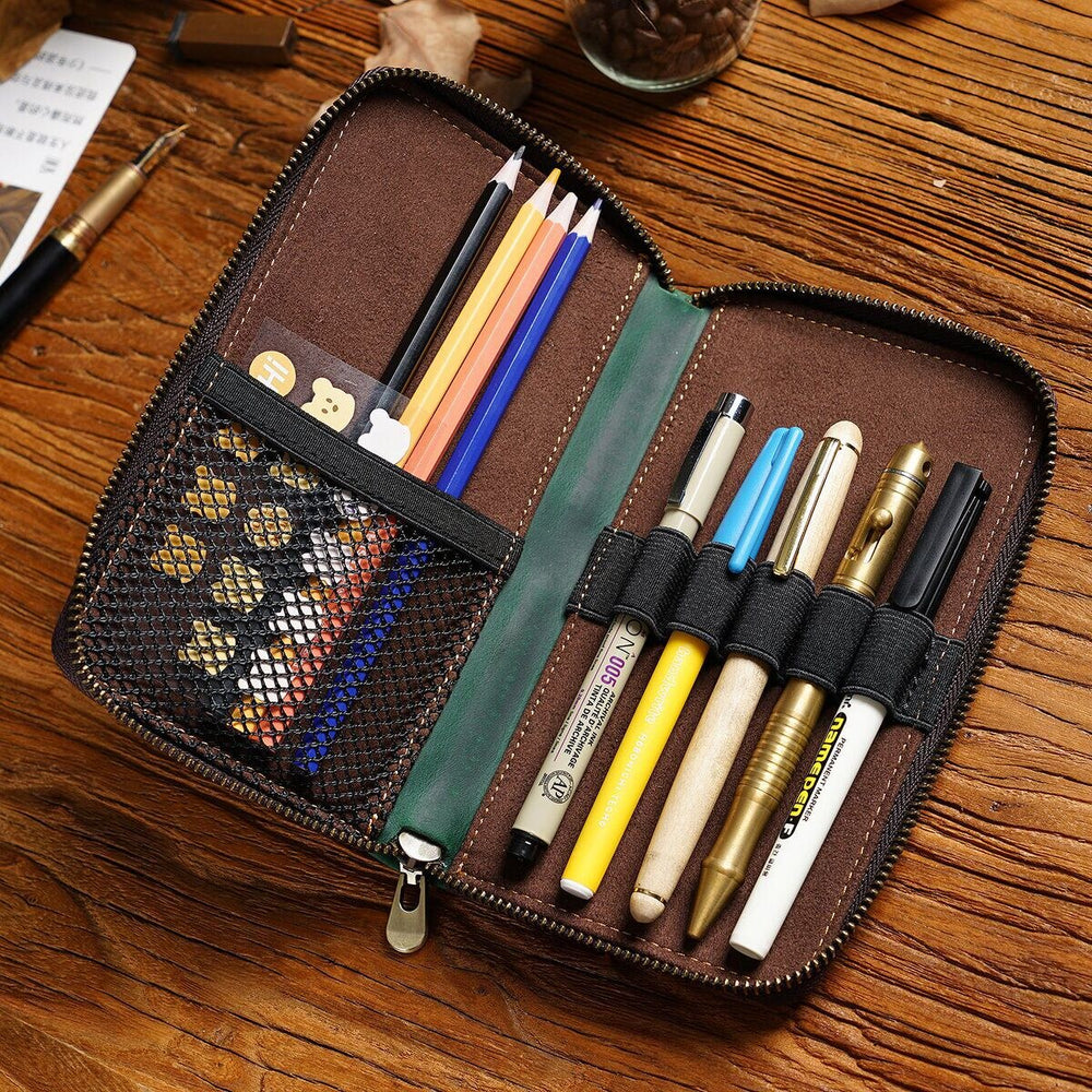Crazy Horse Leather Zip Pen Case - detail 6