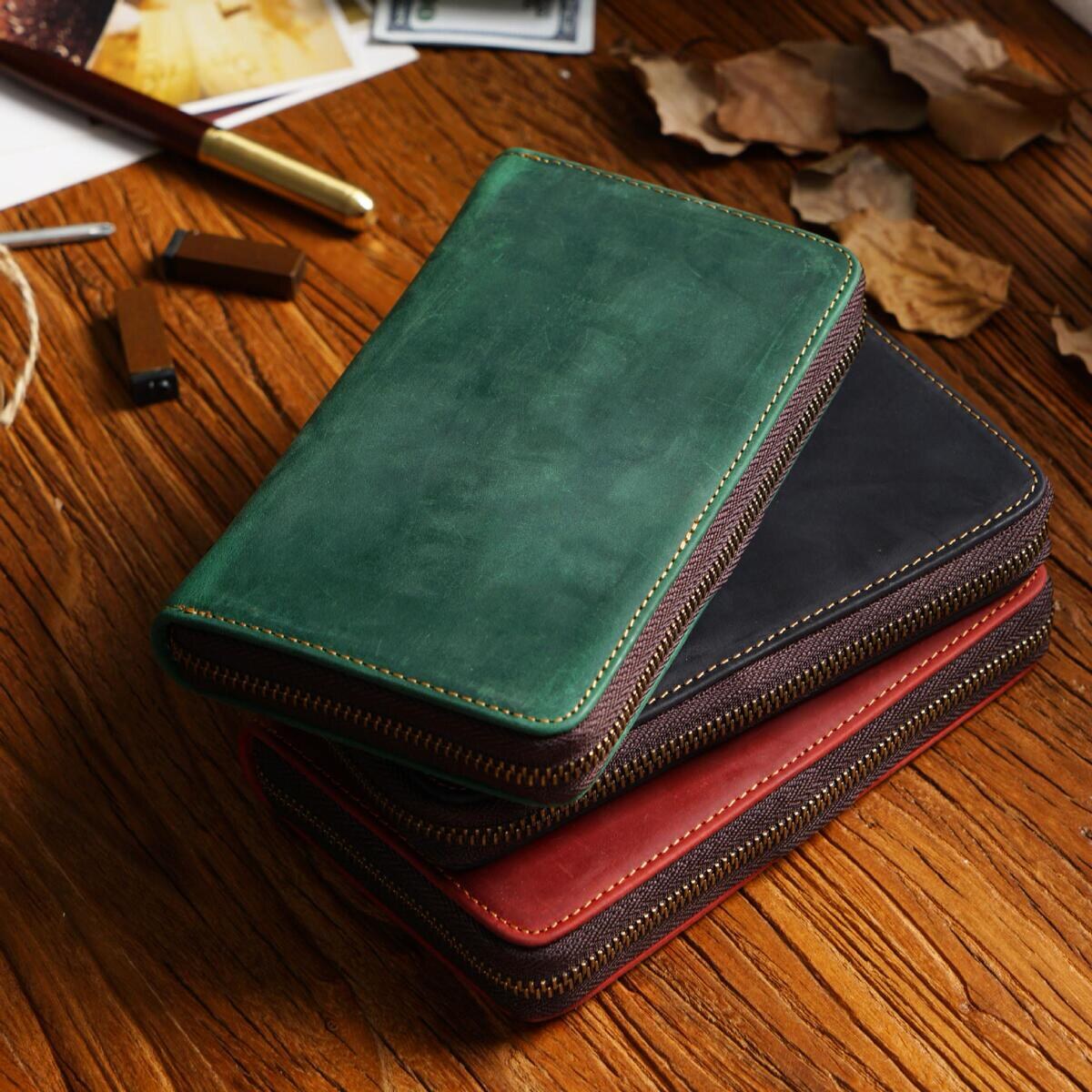 Crazy Horse Leather Zip Pen Case - detail 7