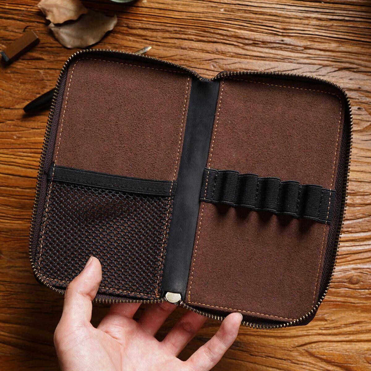 Crazy Horse Leather Zip Pen Case - detail 8