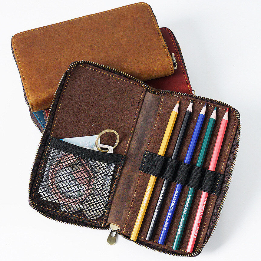 Crazy Horse Leather Zip Pen Case - detail 9