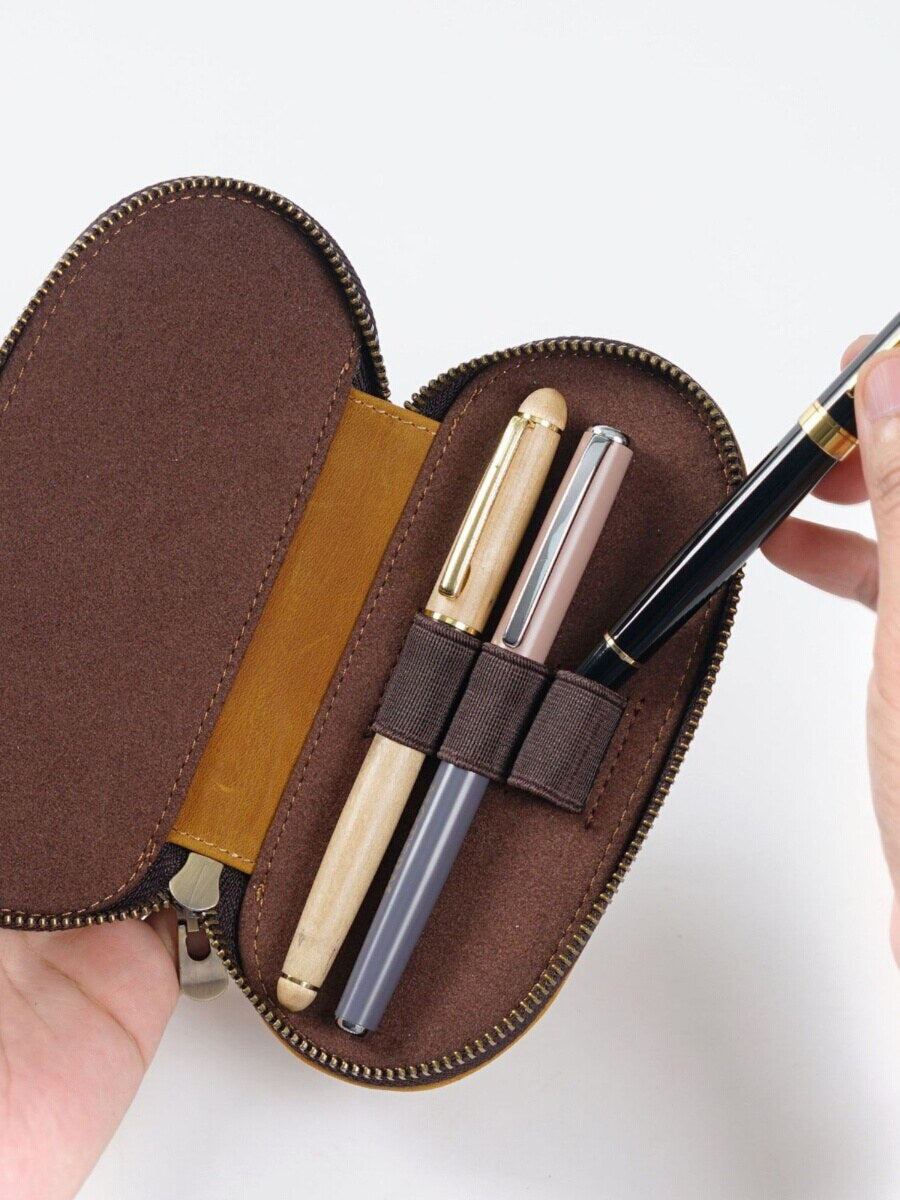 Crazy Horse Leather Three-Pen Box - detail 9
