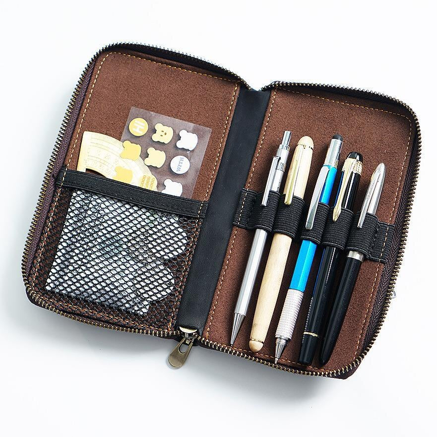 Crazy Horse Leather Zip Pen Case - detail 10