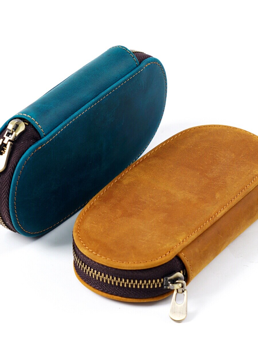 Crazy Horse Leather Three-Pen Box - detail 10