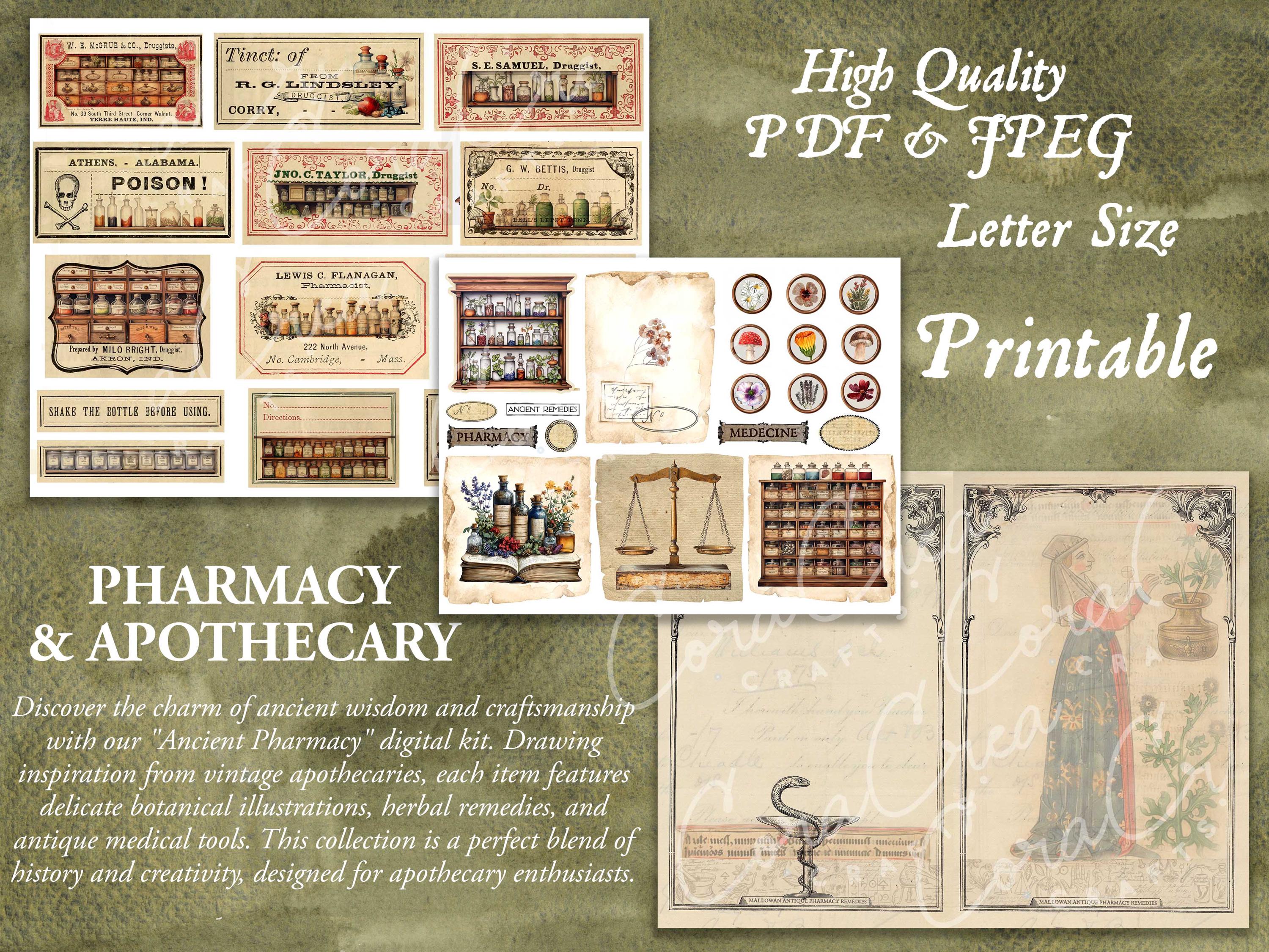 Ancient Pharmacy & Apothecary Digital Journal Kit