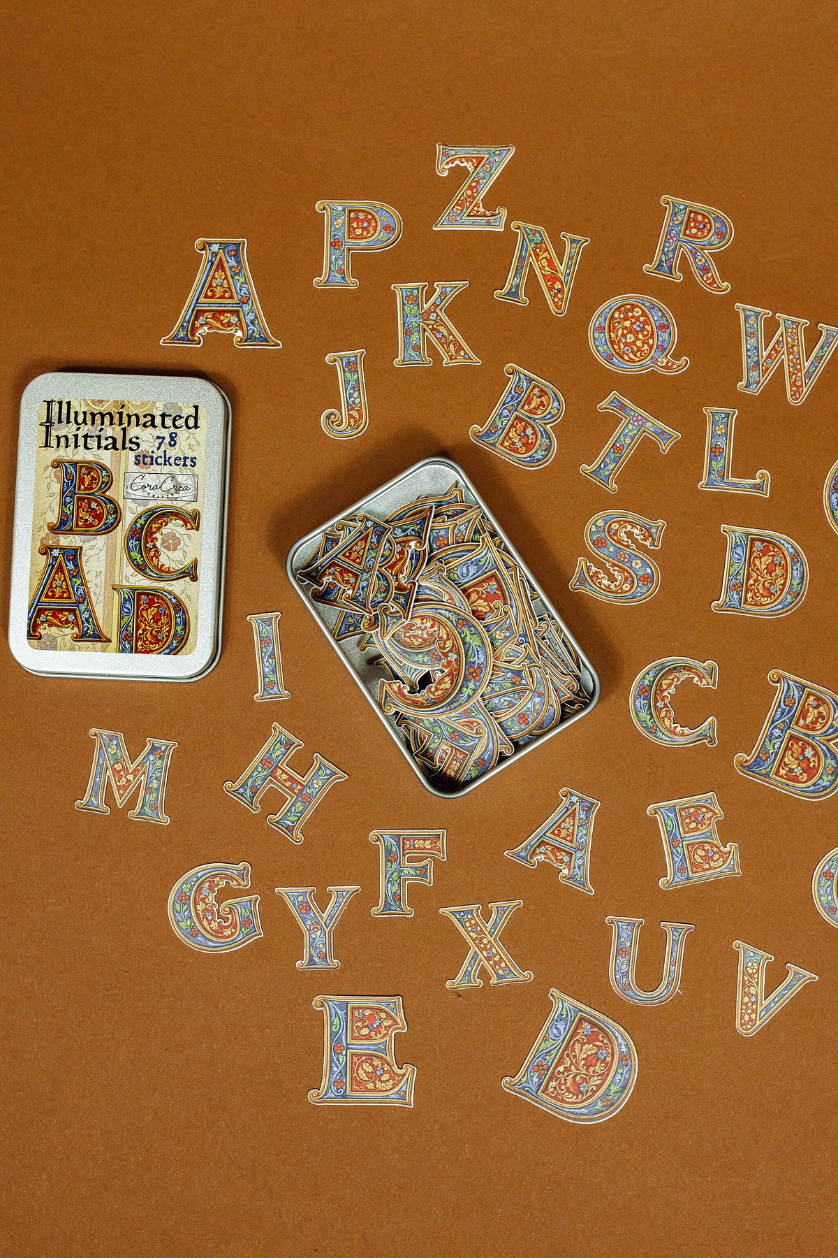 Illuminated Initials Sticker Tin Box — Sticker Set | C