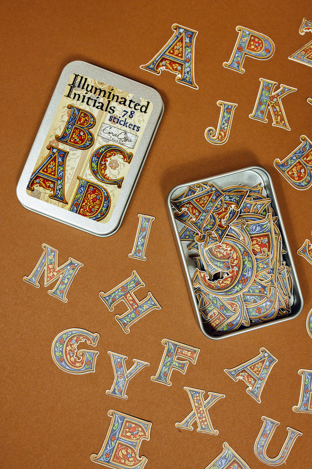 Illuminated Initials Sticker Tin Box