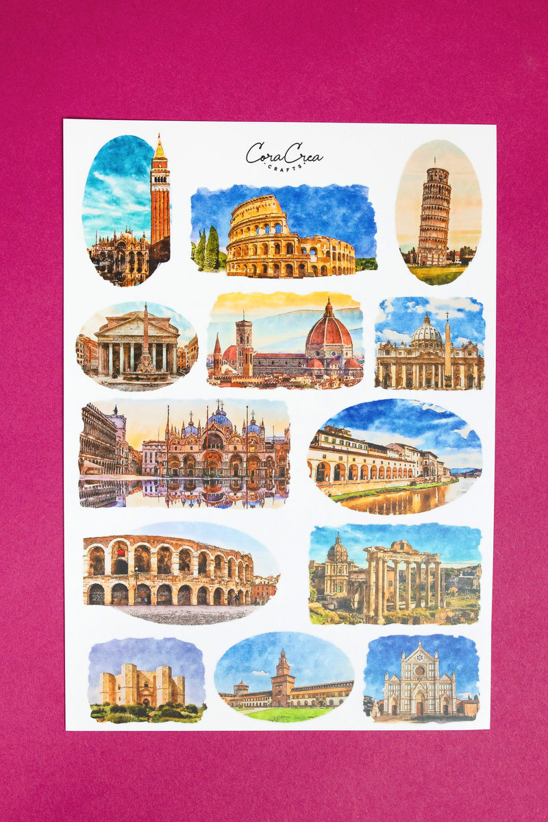 Italian Historic Sites Sticker Sheet