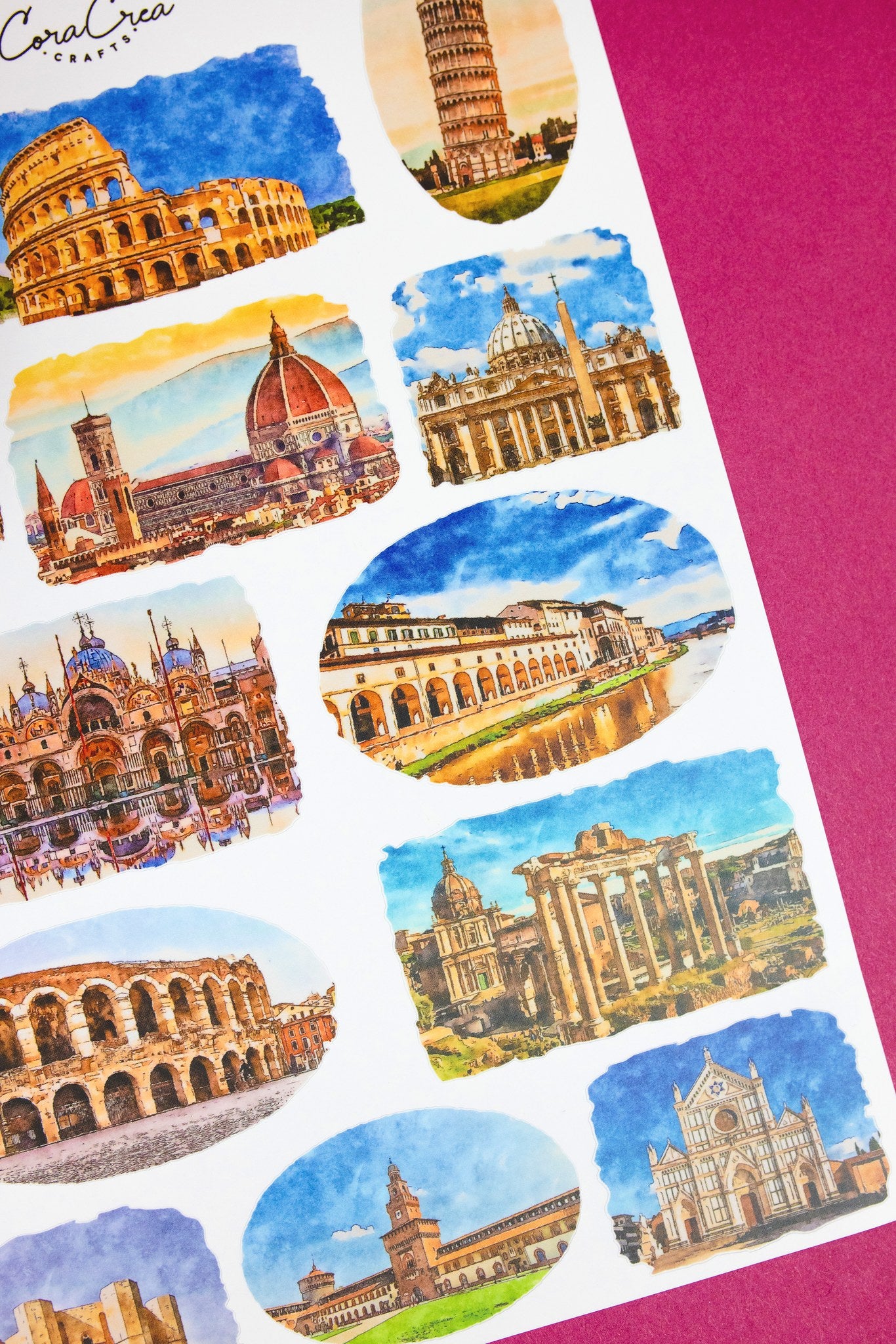 Italian Historic Sites Sticker Sheet
