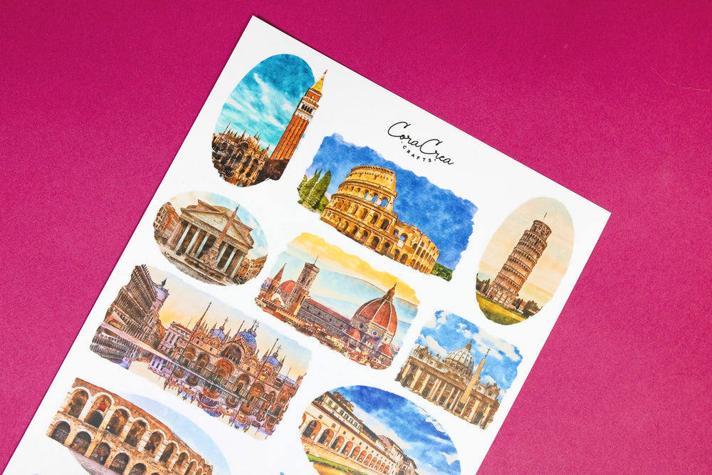 Italian Historic Sites Sticker Sheet