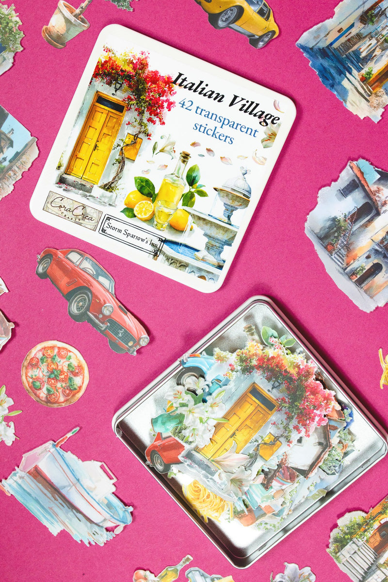 Italian Village Sticker Tin