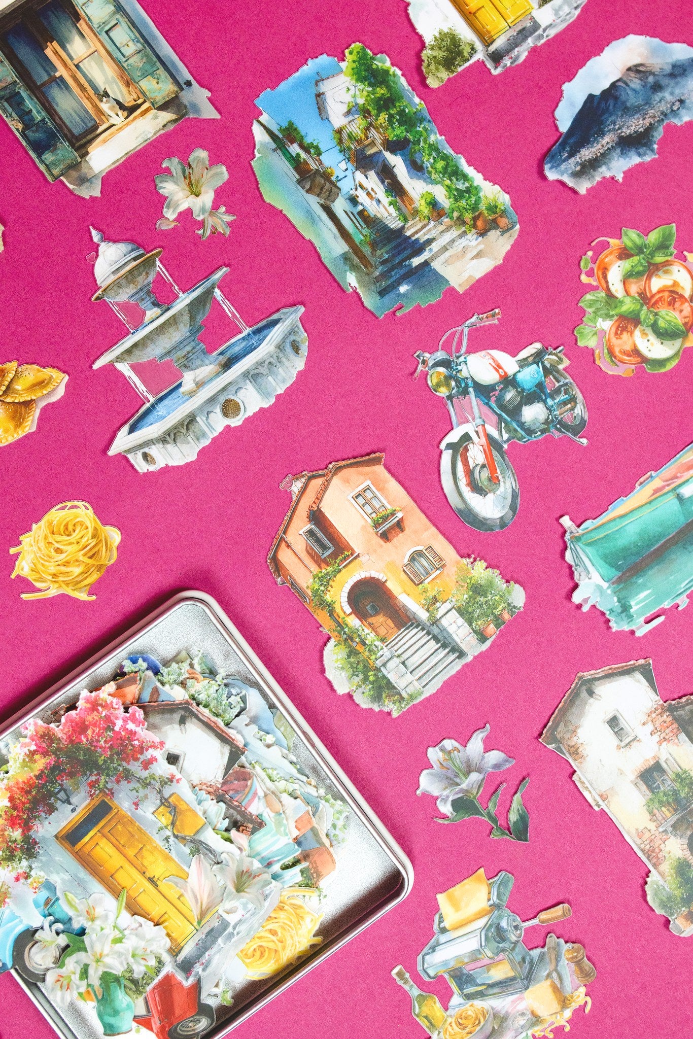 Italian Village Sticker Tin