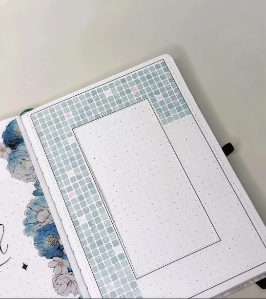 Grid Washi Tape used as a mosaic border in a dot journal