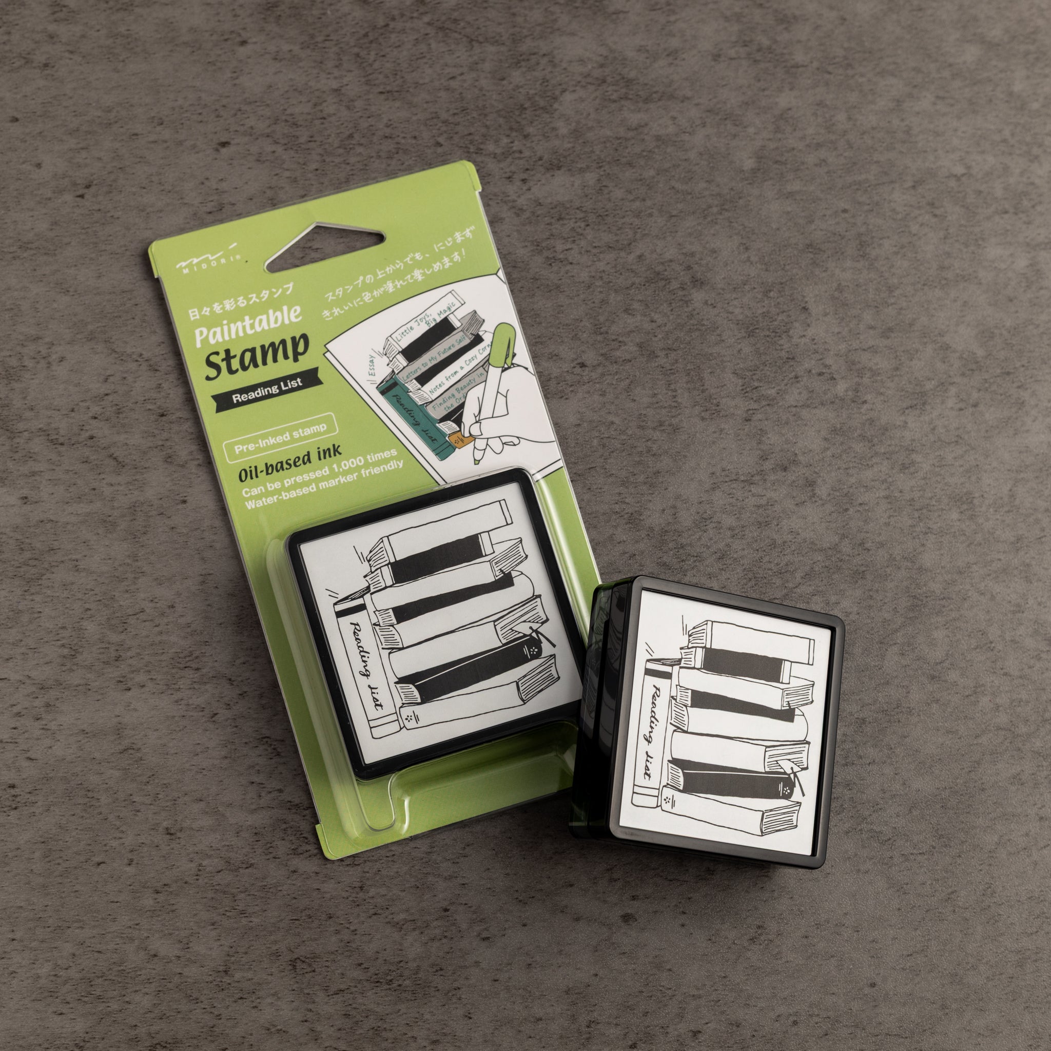 Midori Paintable Stamp Pre-inked Reading List