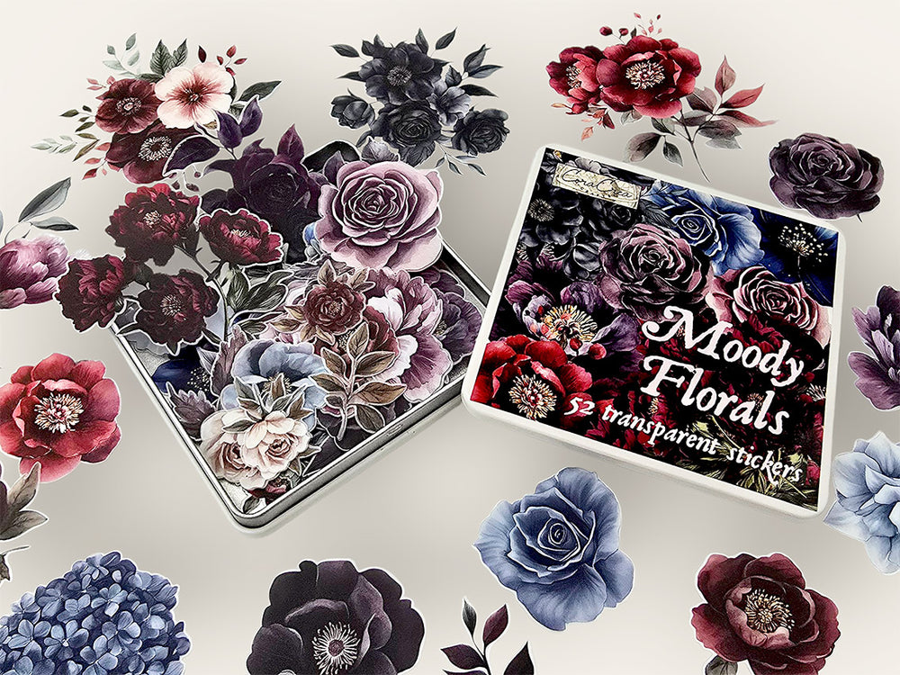 Moody Flowers Sticker Tin Box