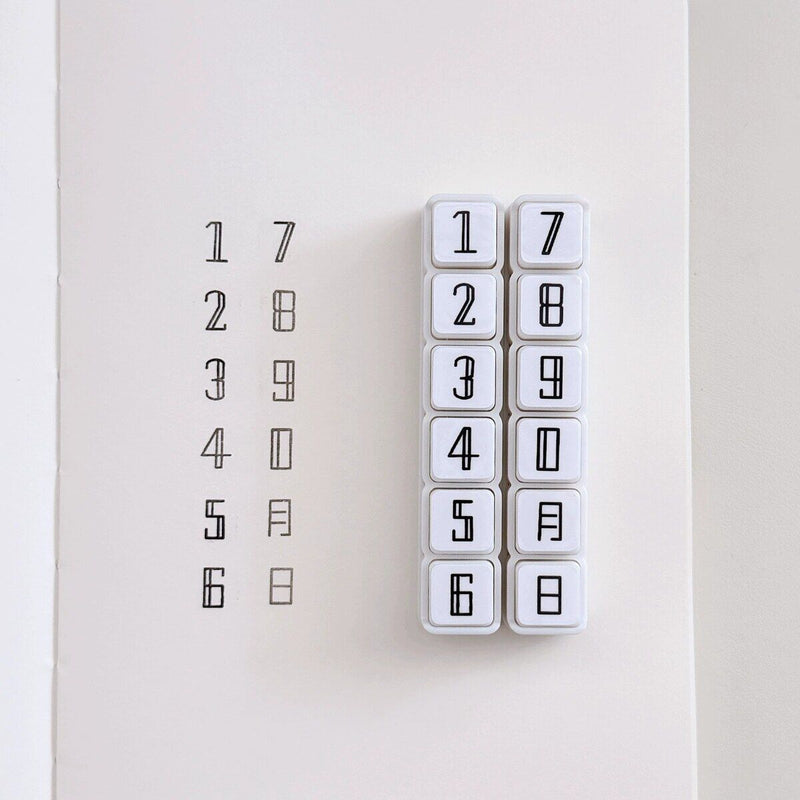 Ledger Outline Numbers Push Stamps