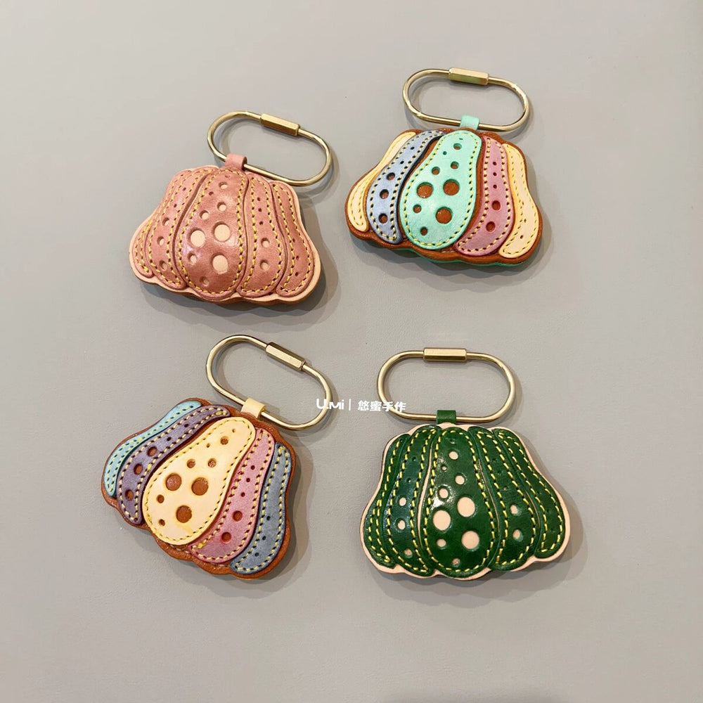 Handmade leather pumpkin charm colour range
