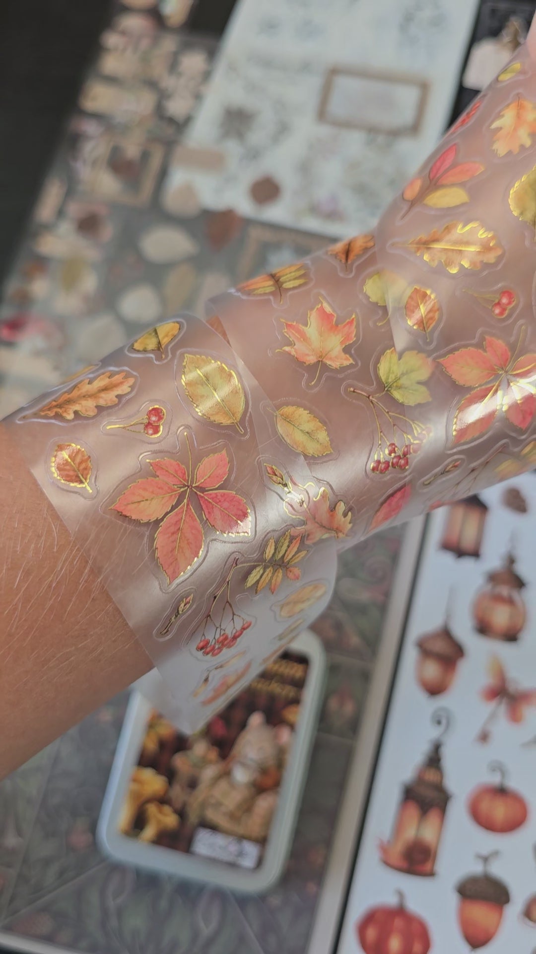 Load video: Autumn Leaves Foiled Transparent Tape